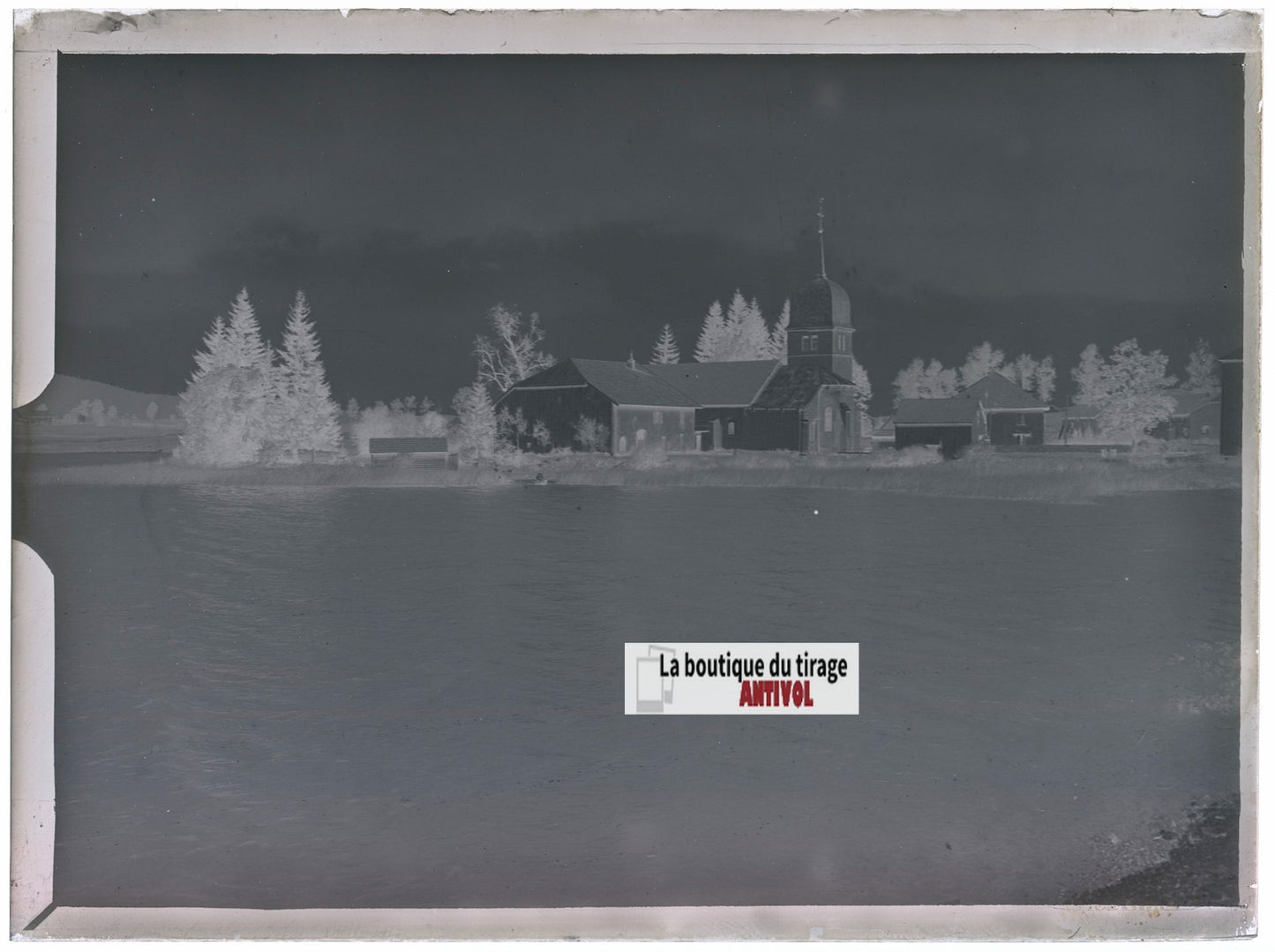 Abbaye du Grandvaux, photo ancienne plaque verre, négatif noir & blanc, 9x12 cm