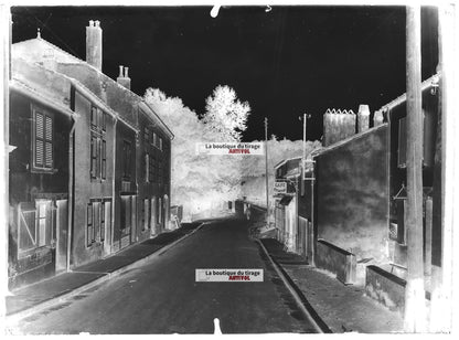 Plaque verre photo ancienne négatif noir et blanc 13x18 cm Bourbonne-les-Bains
