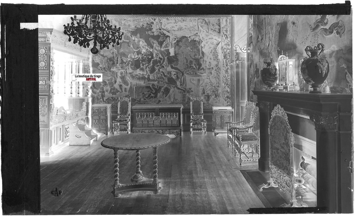 Château de Pau, Plaque verre photo ancienne, négatif noir & blanc 10x15 cm
