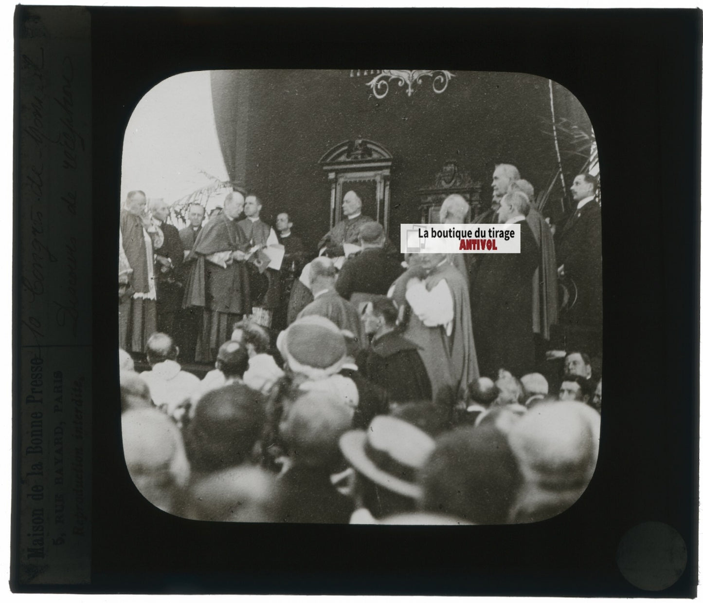 Congrès de Montréal 1910, photo ancienne plaque verre, positif 8,5x10 cm