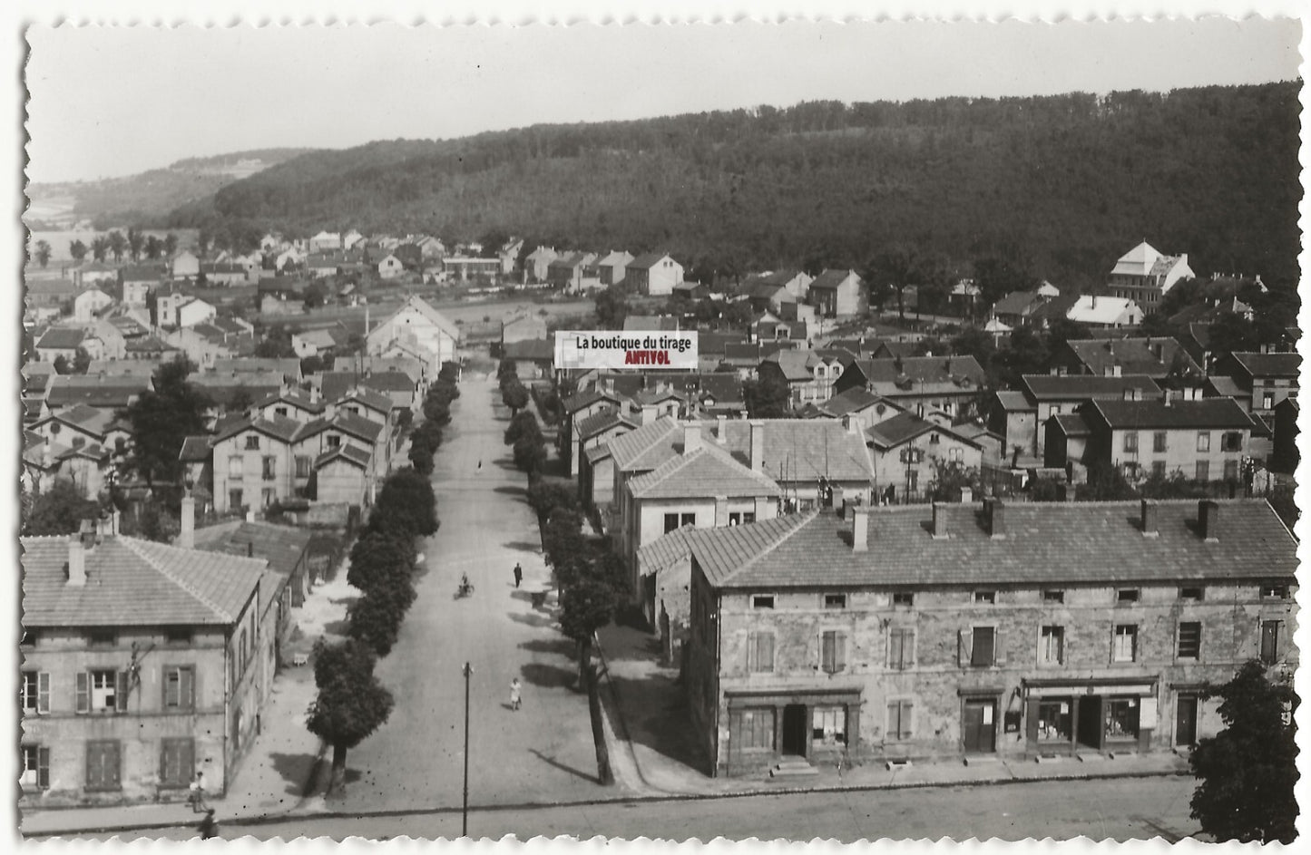 Plaque verre photo ancienne négatif noir et blanc 13x18 cm, ville en France
