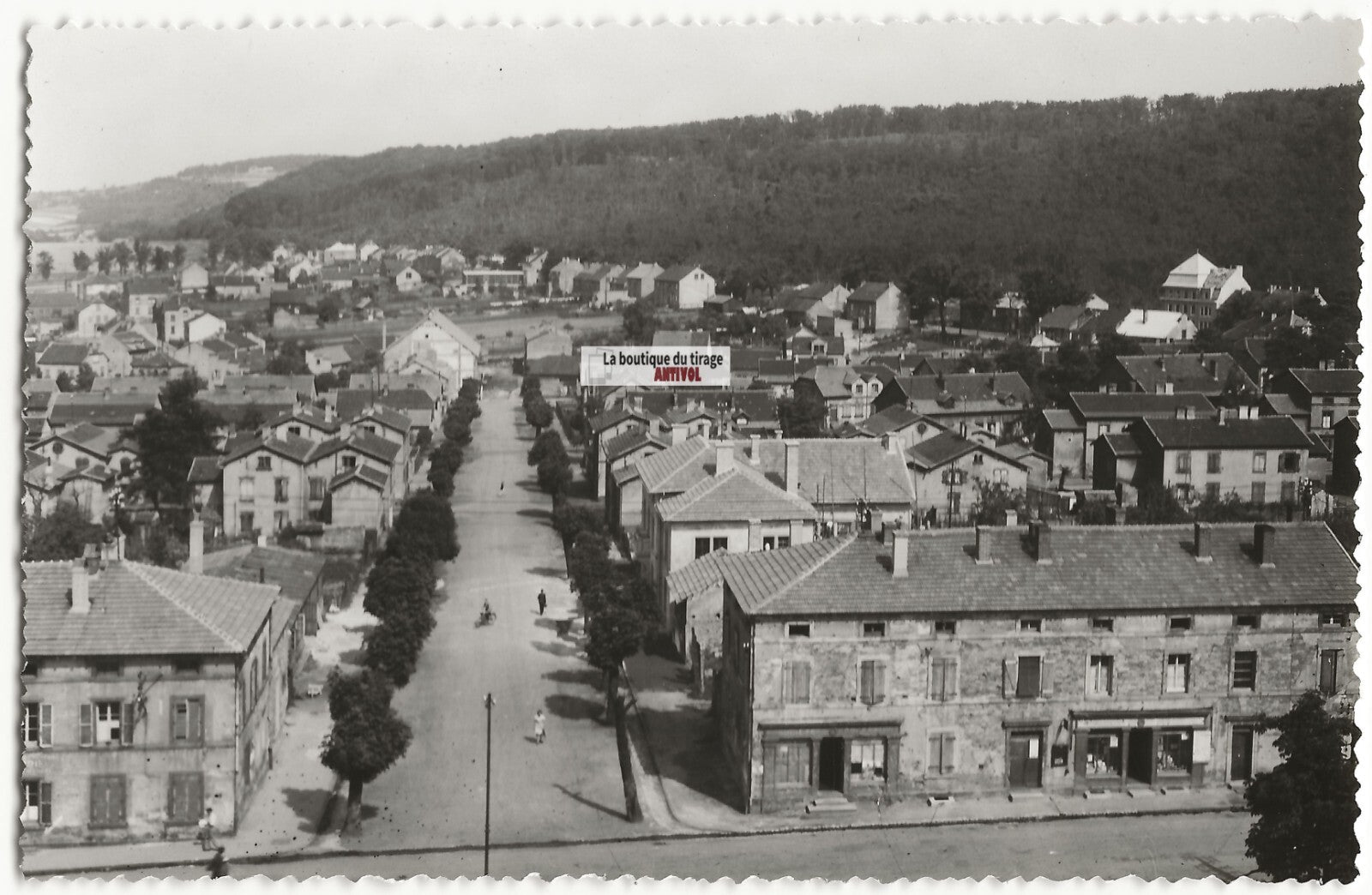 Plaque verre photo ancienne négatif noir et blanc 13x18 cm, ville en France