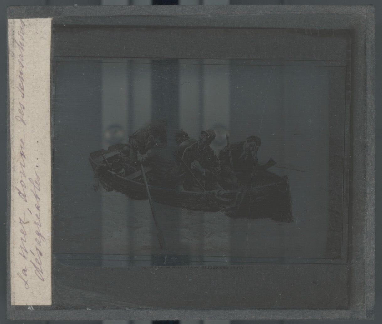 Bateau, dessin Boussod-Valadon, plaque de verre, noir & blanc, positif 8,5x10 cm