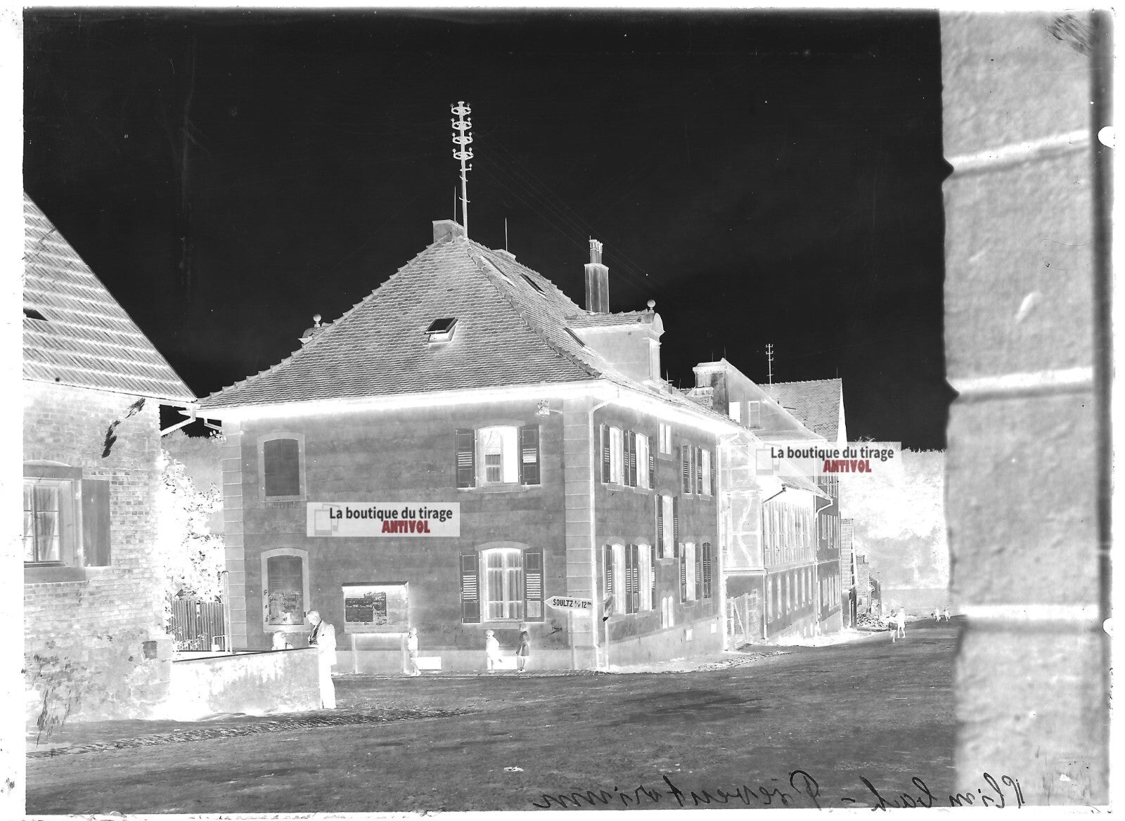 Plaque verre photo ancienne négatif noir et blanc 13x18 cm Climbach + tirage