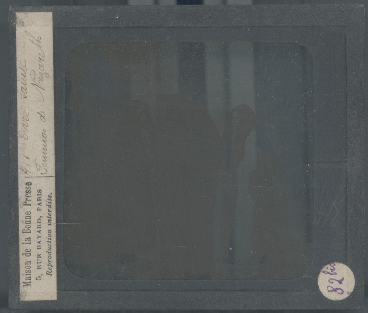 Femmes Nazareth, photo ancienne plaque verre, noir & blanc, positif 8,5x10 cm