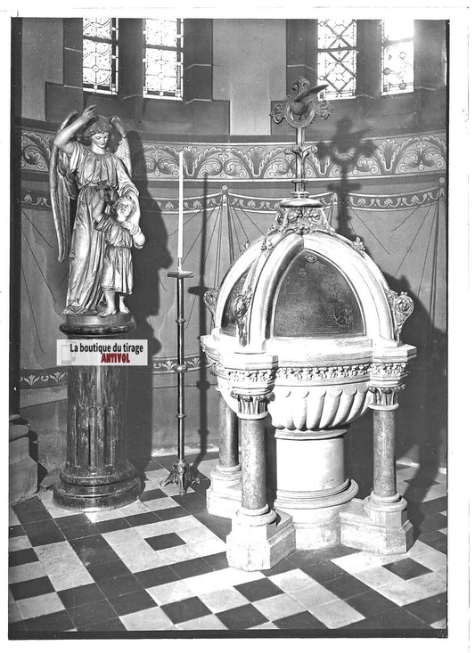 Plaque verre photo ancienne positif noir et blanc 13x18 cm église Strasbourg