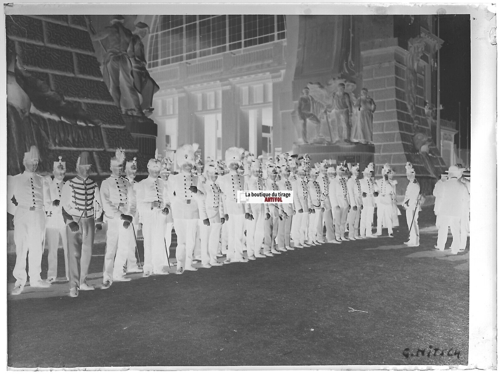 Belgique, soldats, Nitsch, Plaque verre photo, négatif noir & blanc 9x12 cm