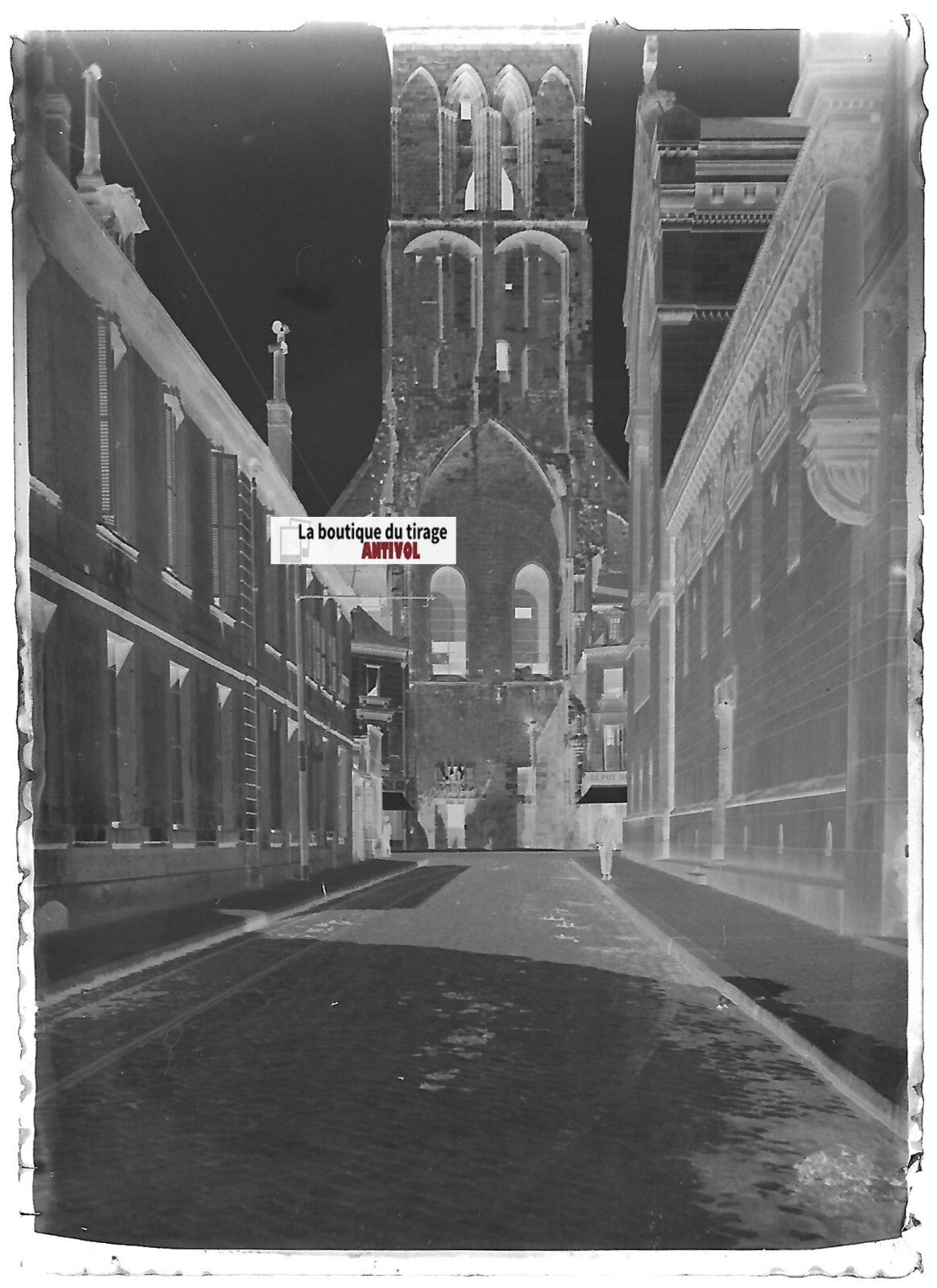 Tours, Tour Charlemagne, Plaque verre photo, négatif noir & blanc 6x9 cm