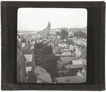 Ville de Blois, France, photo ancienne plaque de verre, positif 8,5x10 cm