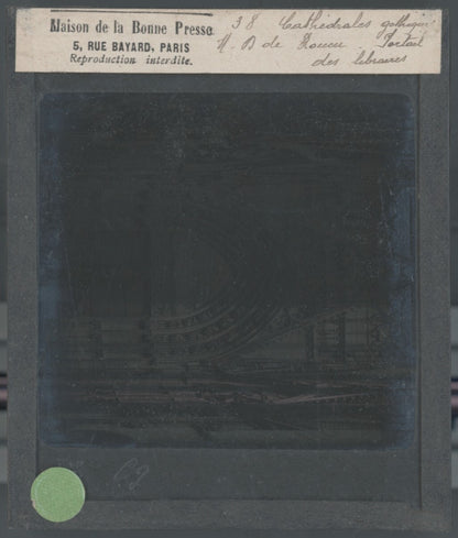 Cathédrale Notre-Dame de Rouen, photo ancienne plaque verre, positif 8,5x10 cm