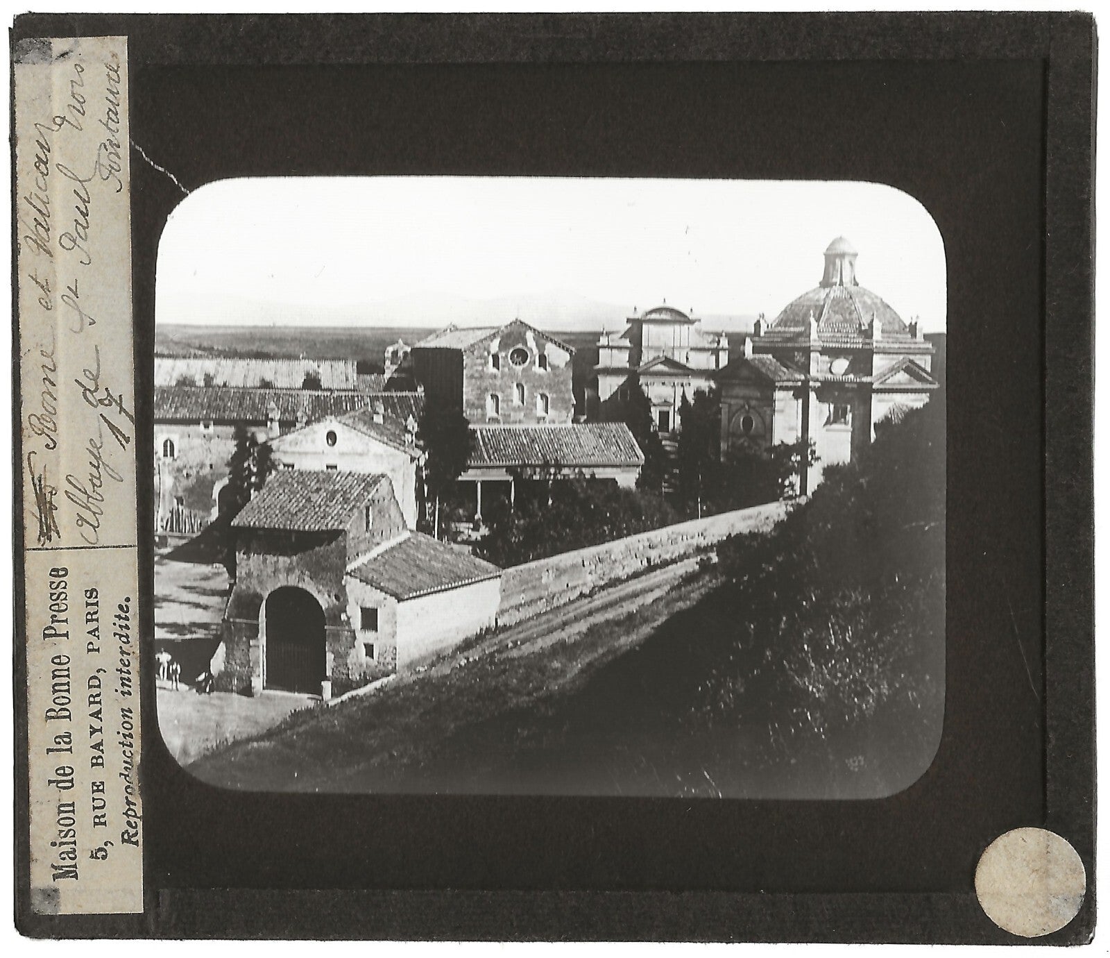 Abbaye de Tre Fontane, Rome Italie, photo plaque de verre, positif 8,5x10 cm