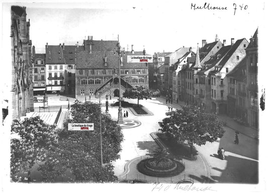 Plaque verre photo ancienne positif noir & blanc 13x18 cm Mulhouse Alsace