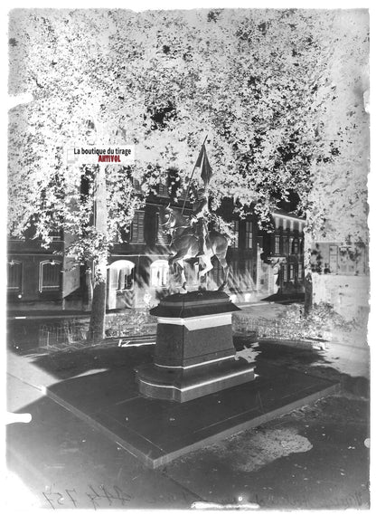 Plaque verre photo ancienne négatif noir et blanc 13x18cm Nancy Jeanne d'Arc
