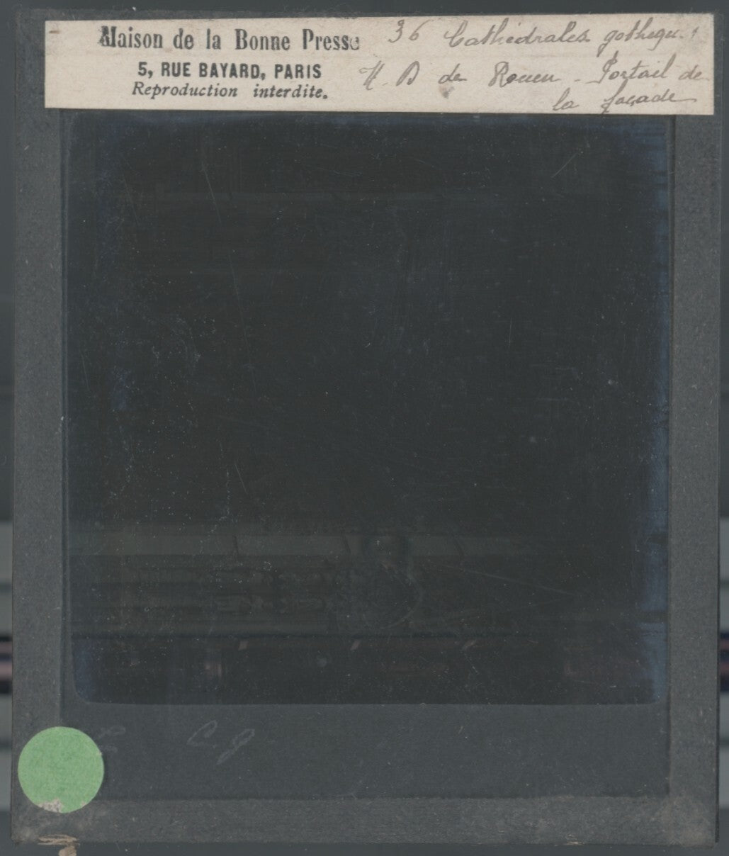 Cathédrale Notre-Dame de Rouen, photo ancienne plaque verre, positif 8,5x10 cm