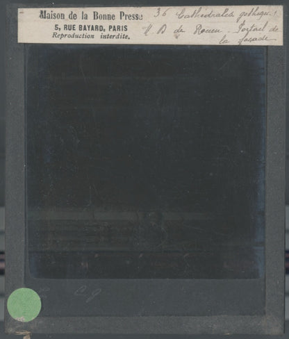 Cathédrale Notre-Dame de Rouen, photo ancienne plaque verre, positif 8,5x10 cm