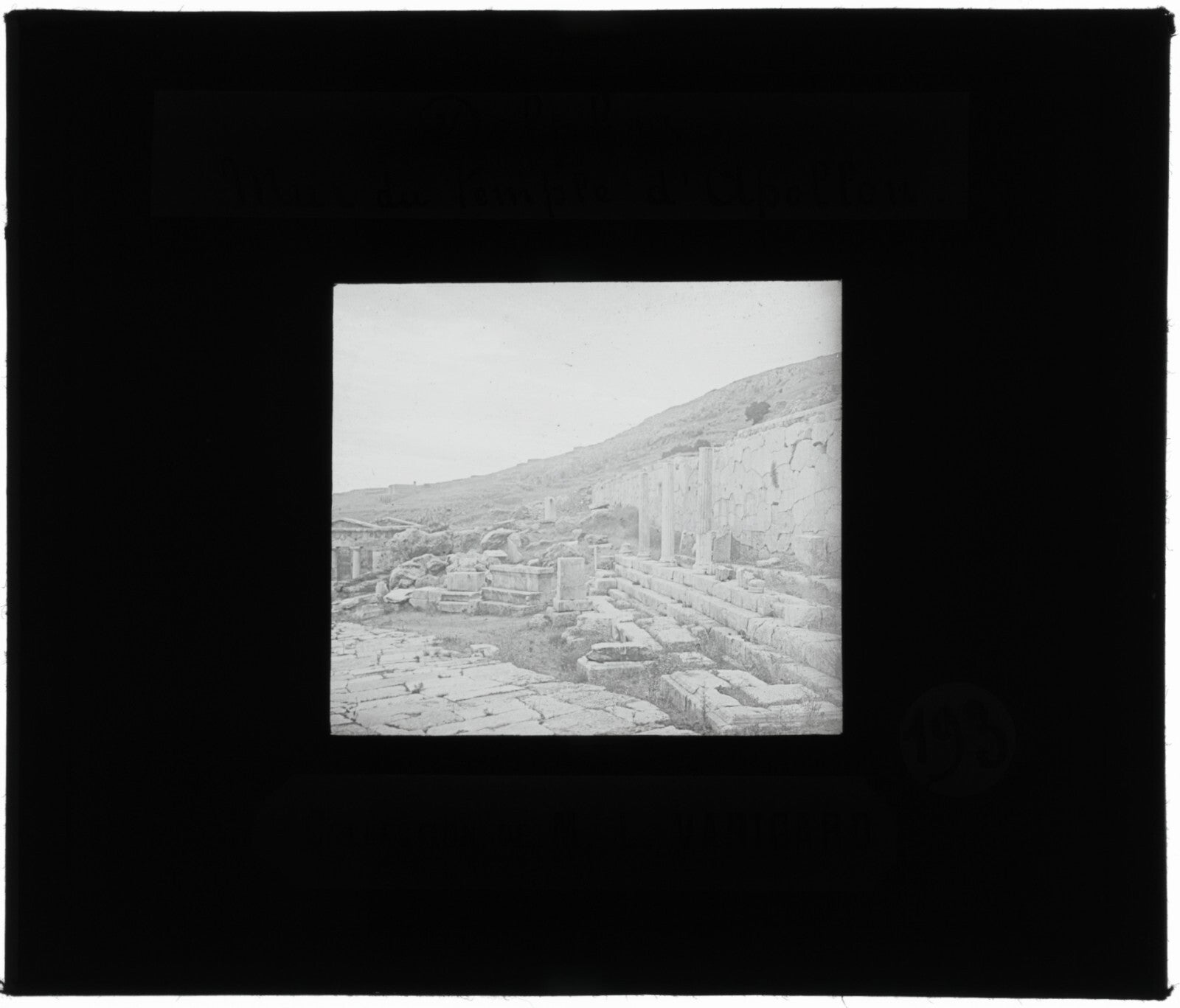 Temple d'Apollon, Delphes, Grèce, photo ancienne plaque verre, positif 8,5x10 cm