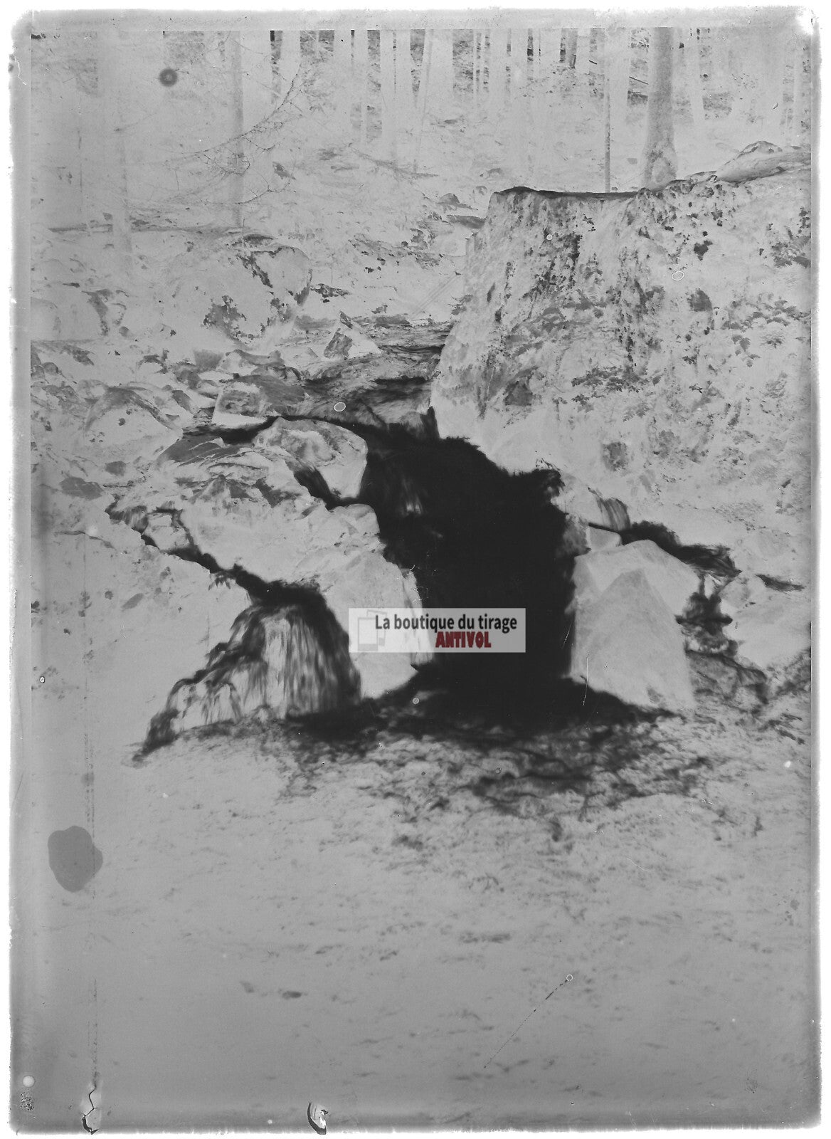 Plaque verre photo ancienne négatif noir et blanc 13x18 cm Gérardmer saut Cuves