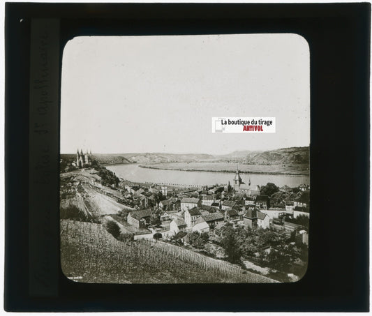 Remagen Allemagne, photo plaque verre, noir & blanc, positif 8,5x10 cm