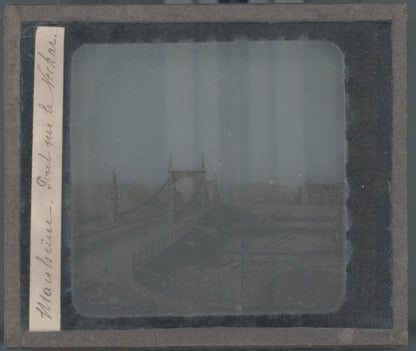 Pont sur le Neckar, Mannheim, Allemagne, photo plaque verre, positif 8,5x10 cm