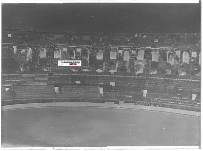 Arènes de Nîmes, Plaque verre photo ancienne, négatif noir & blanc 9x12 cm