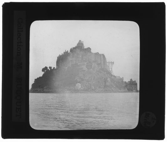 Le Mont Saint-Michel, photo ancienne plaque de verre, positif 8,5x10 cm