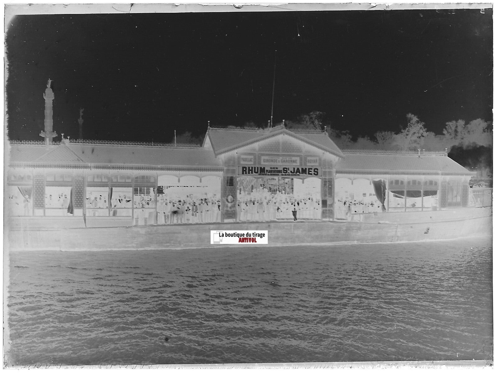 Bateau Gironde & Garonne, Plaque verre photo, négatif noir & blanc 9x12 cm