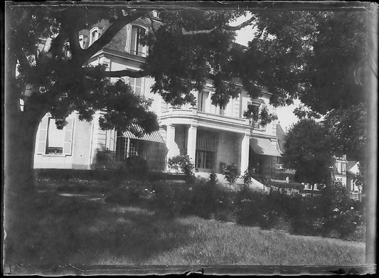 Plaque verre photo ancienne négatif noir et blanc 6x9 cm parc château arbres - La Boutique Du Tirage 