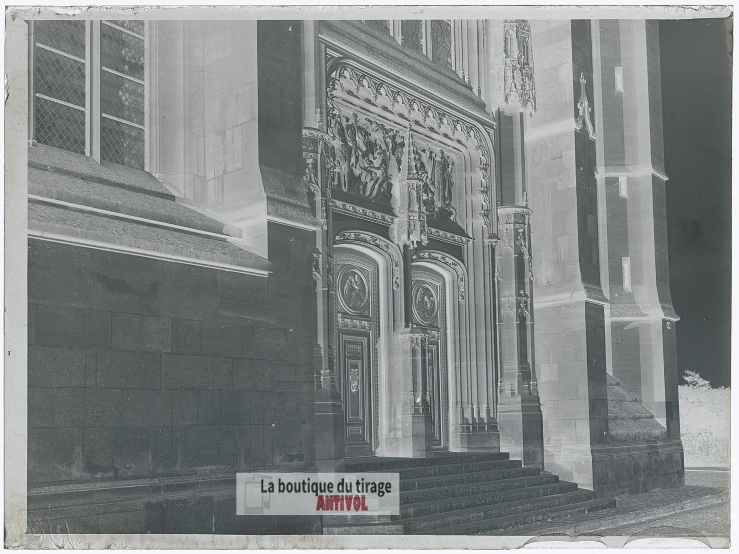 Saint-Martin, Montmorency, plaque verre, photo ancienne, négatif 9x12 cm