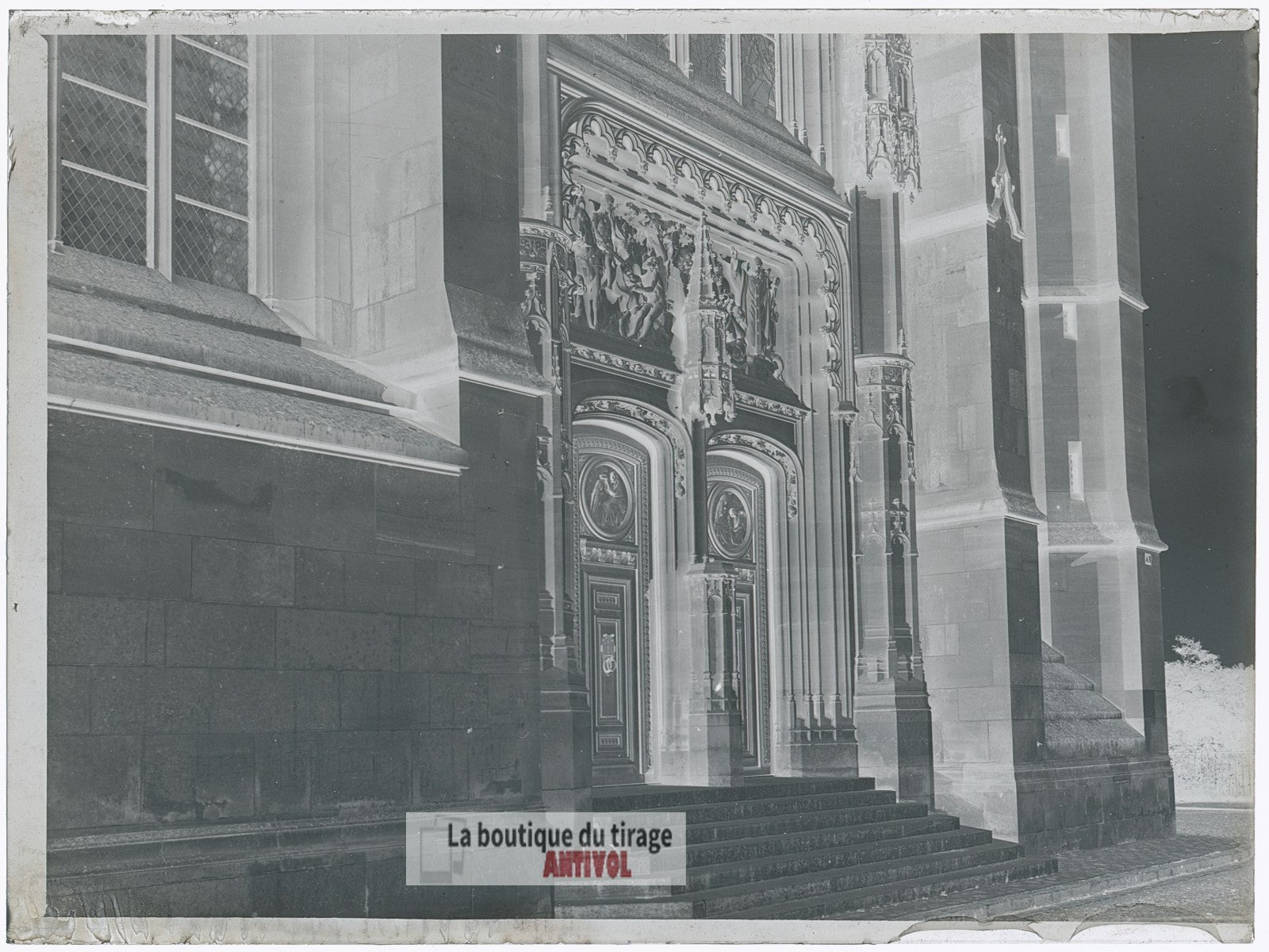 Saint-Martin, Montmorency, plaque verre, photo ancienne, négatif 9x12 cm