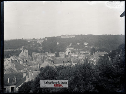 Vue de Meudon, France, plaque verre, photo ancienne, négatif 9x12 cm
