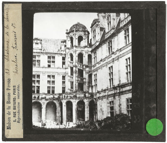 Château de Chambord, François 1er, photo plaque de verre, positif 8,5x10 cm