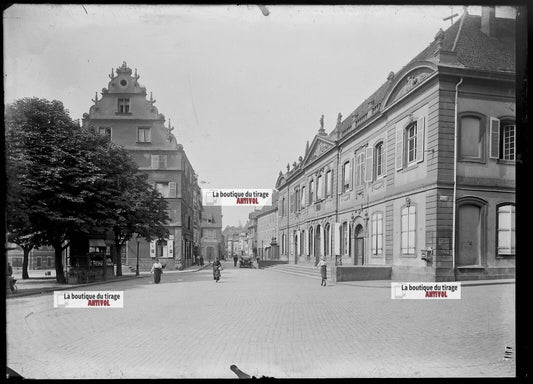 Plaque verre photo ancienne négatif noir et blanc 13x18 cm Colmar prise de vue