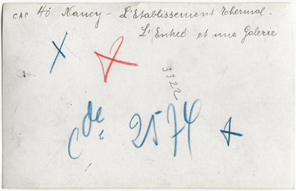 Plaque verre photo anncienne, négatif noir & blanc 9x14 cm, therme de Nancy