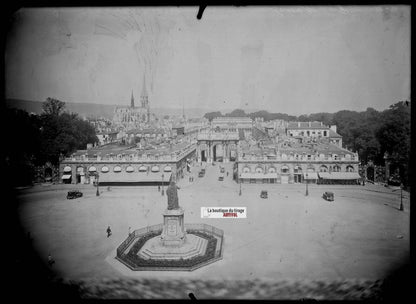 Plaque verre photo ancienne négatif noir et blanc 13x18cm Nancy place Stanislas