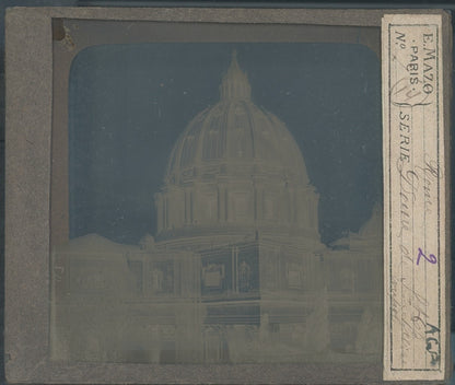 Basilique Saint-Pierre Rome, photo plaque verre, noir & blanc, positif 8,5x10 cm