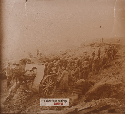 Laffaux 1917, moulin, guerre WW1, plaque verre photo ancienne stéréo 6x13 cm