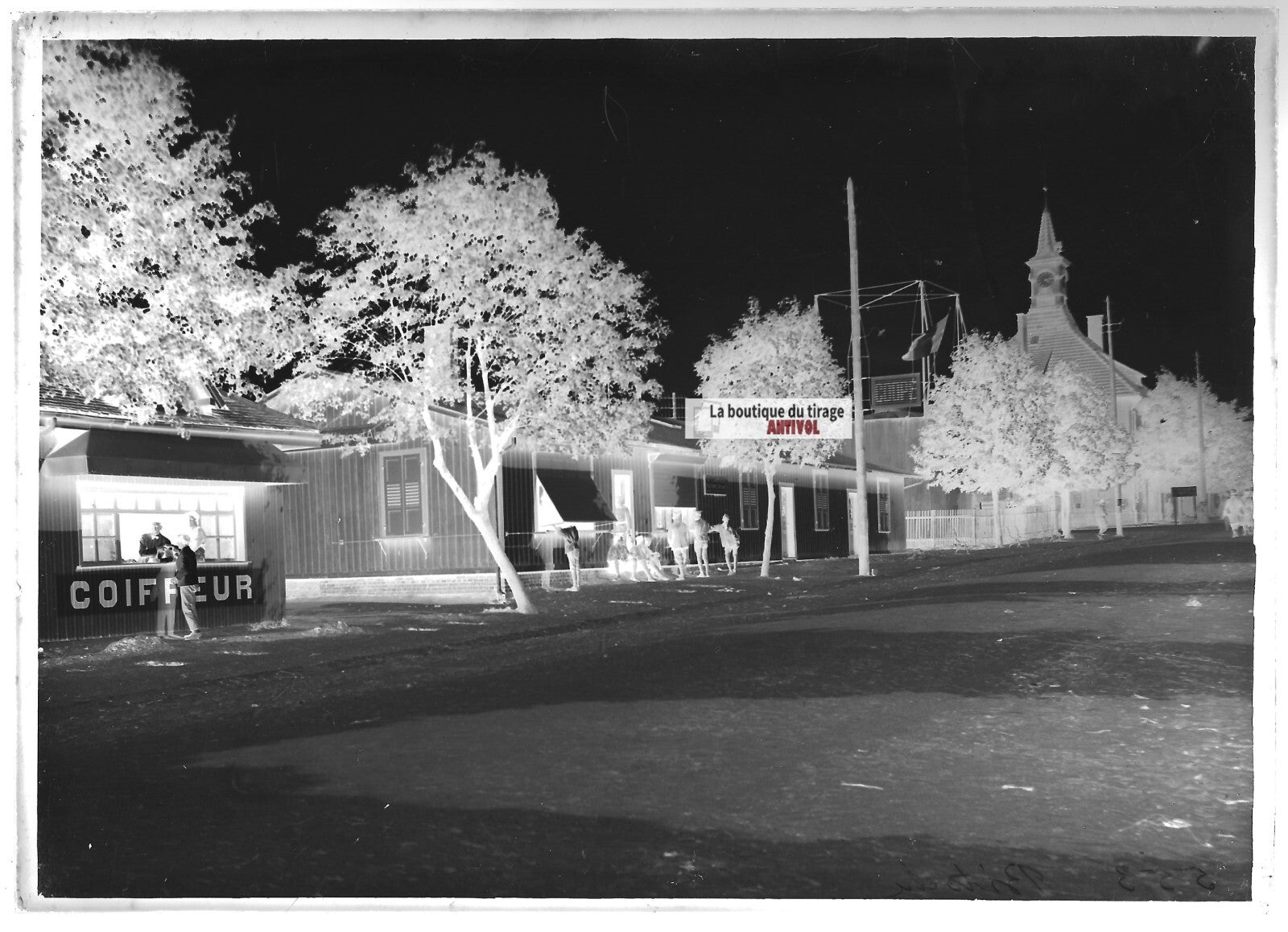 Plaque verre photo ancienne négatif noir et blanc 13x18 cm camp militaire Bitche
