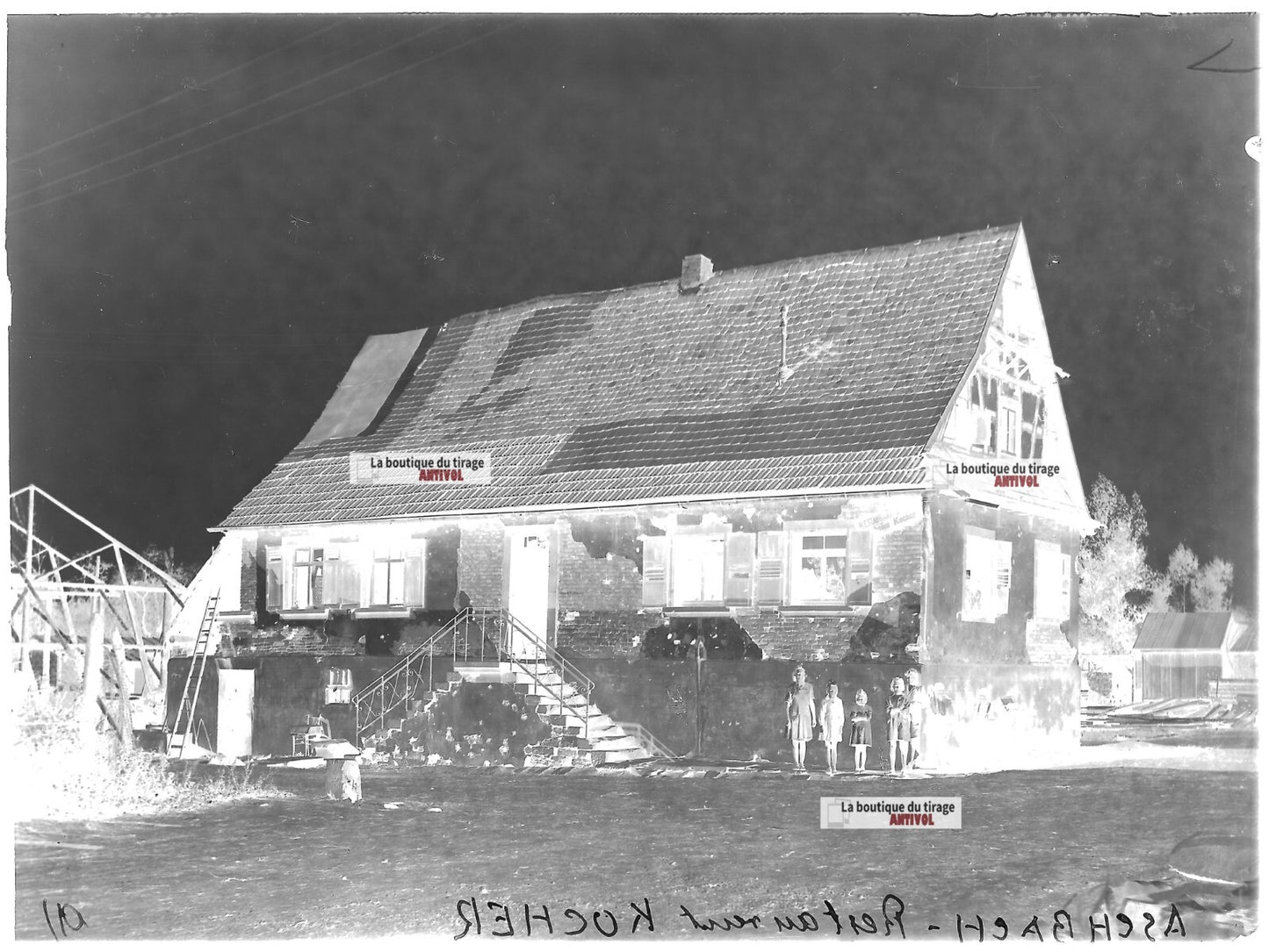 Plaque verre photo ancienne négatif noir et blanc 13x18 cm Aschbach Kocher