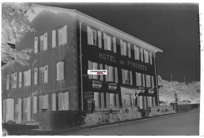 Bidart, hôtel des Pyrénées, Plaque verre photo, négatif noir & blanc 10x15 cm