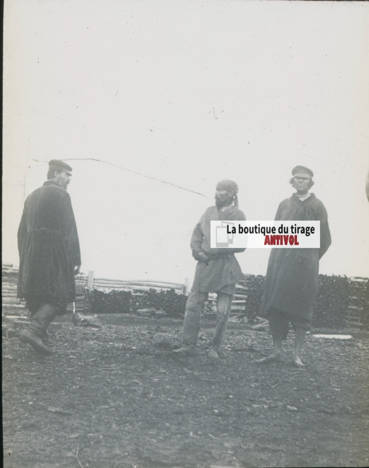 Peuple Cosaque, Russie, photo plaque verre, noir & blanc, positif 8,5x10 cm