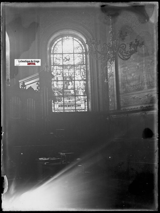 Rennes, église Saint-Etienne, Plaque verre photo, négatif noir & blanc 9x12 cm