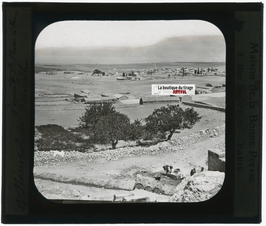 Nécropole de Corinthe Grèce, photo plaque verre, noir & blanc, positif 8,5x10 cm