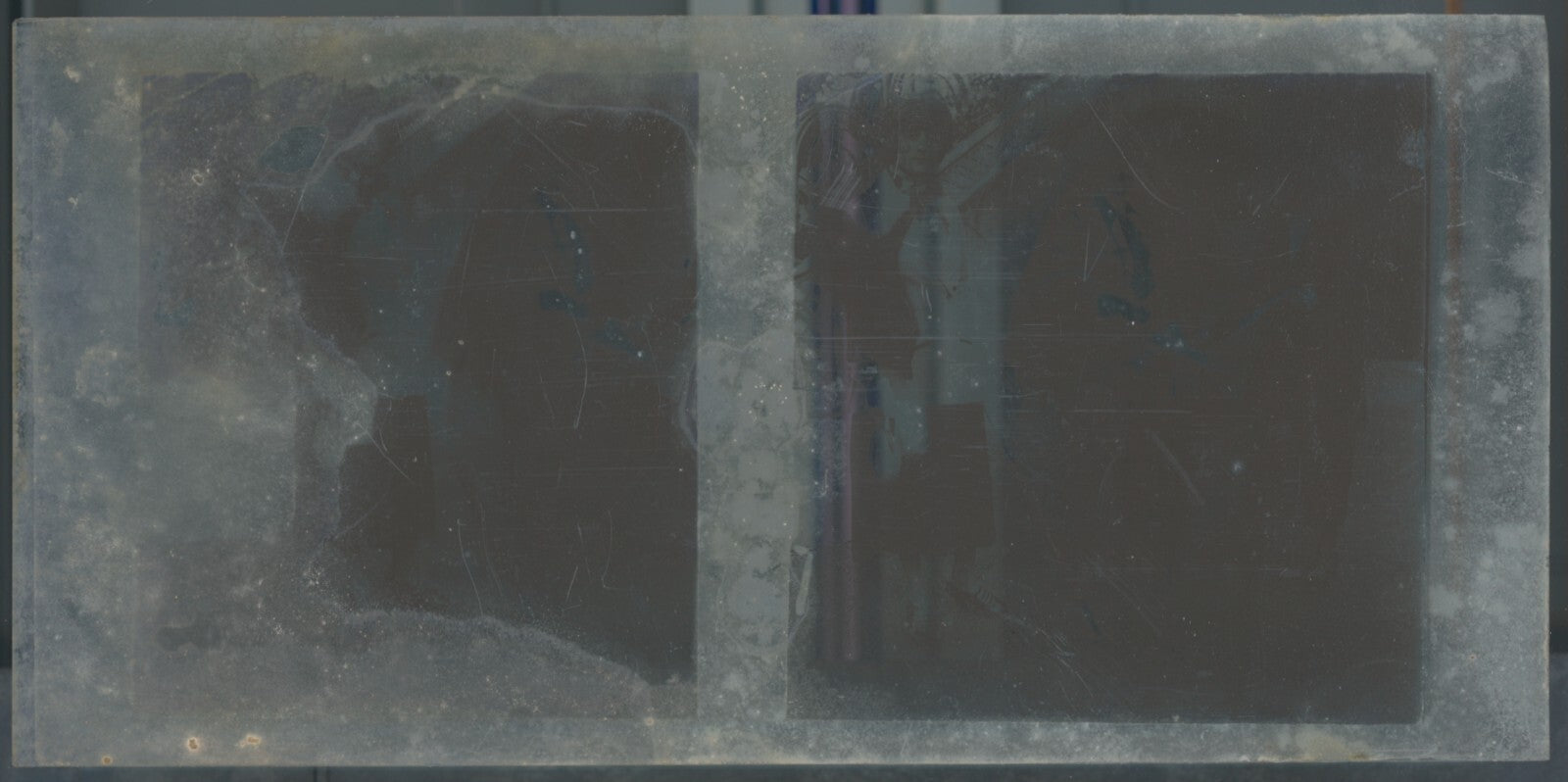 Scène de vie, Longchamp, Paris, plaque verre stéréoscopique, positif 8,5x17 cm