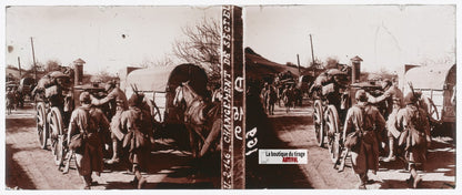 Première Guerre Mondiale, WW1, plaque verre stéréo, photo ancienne 4,5x10,7 cm