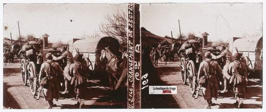 Première Guerre Mondiale, WW1, plaque verre stéréo, photo ancienne 4,5x10,7 cm