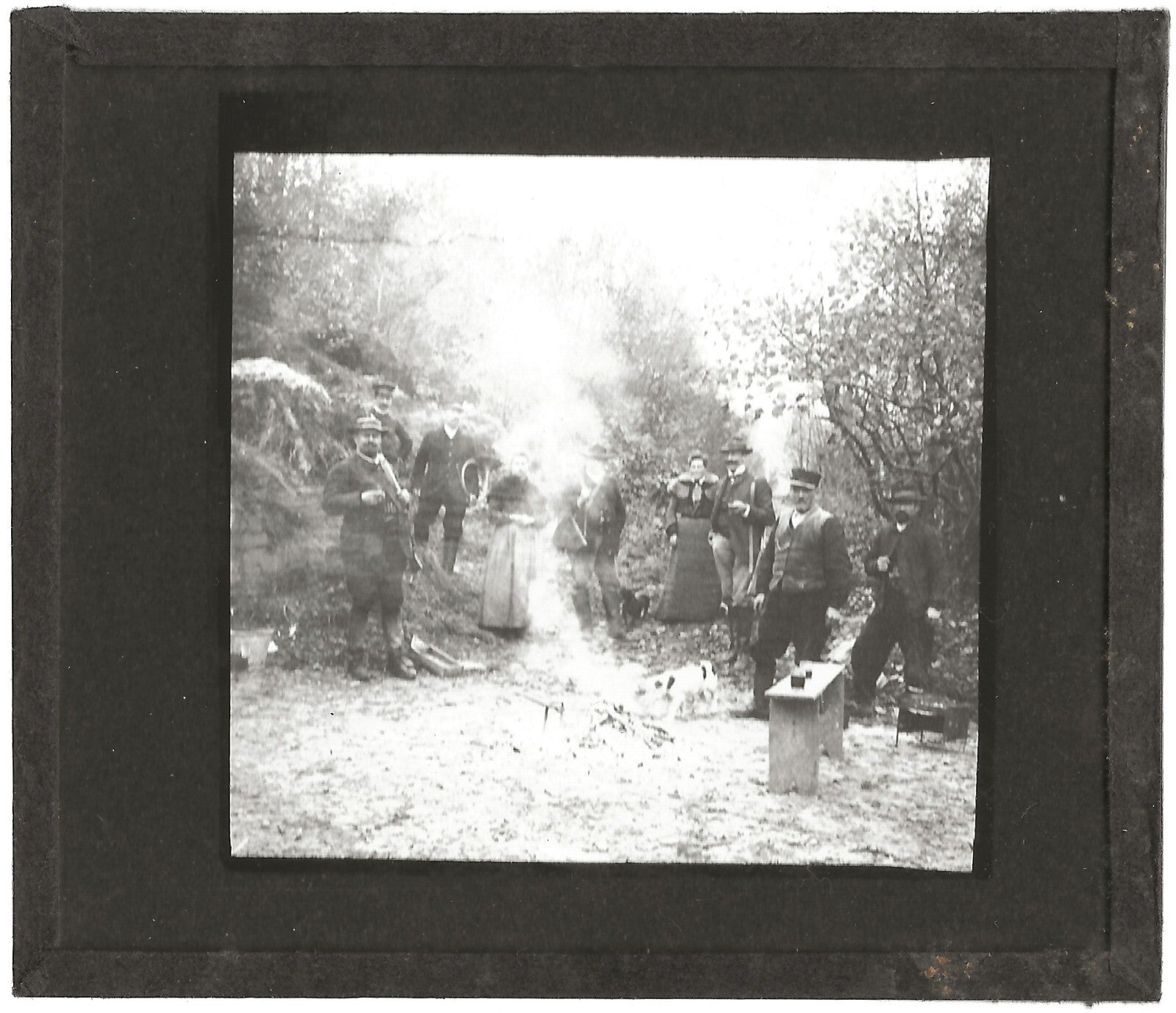 Chasse, Cerny-lès-Bucy, photo ancienne plaque de verre, positif 8,5x10 cm