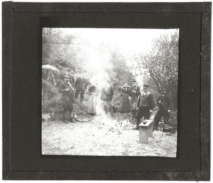 Chasse, Cerny-lès-Bucy, photo ancienne plaque de verre, positif 8,5x10 cm