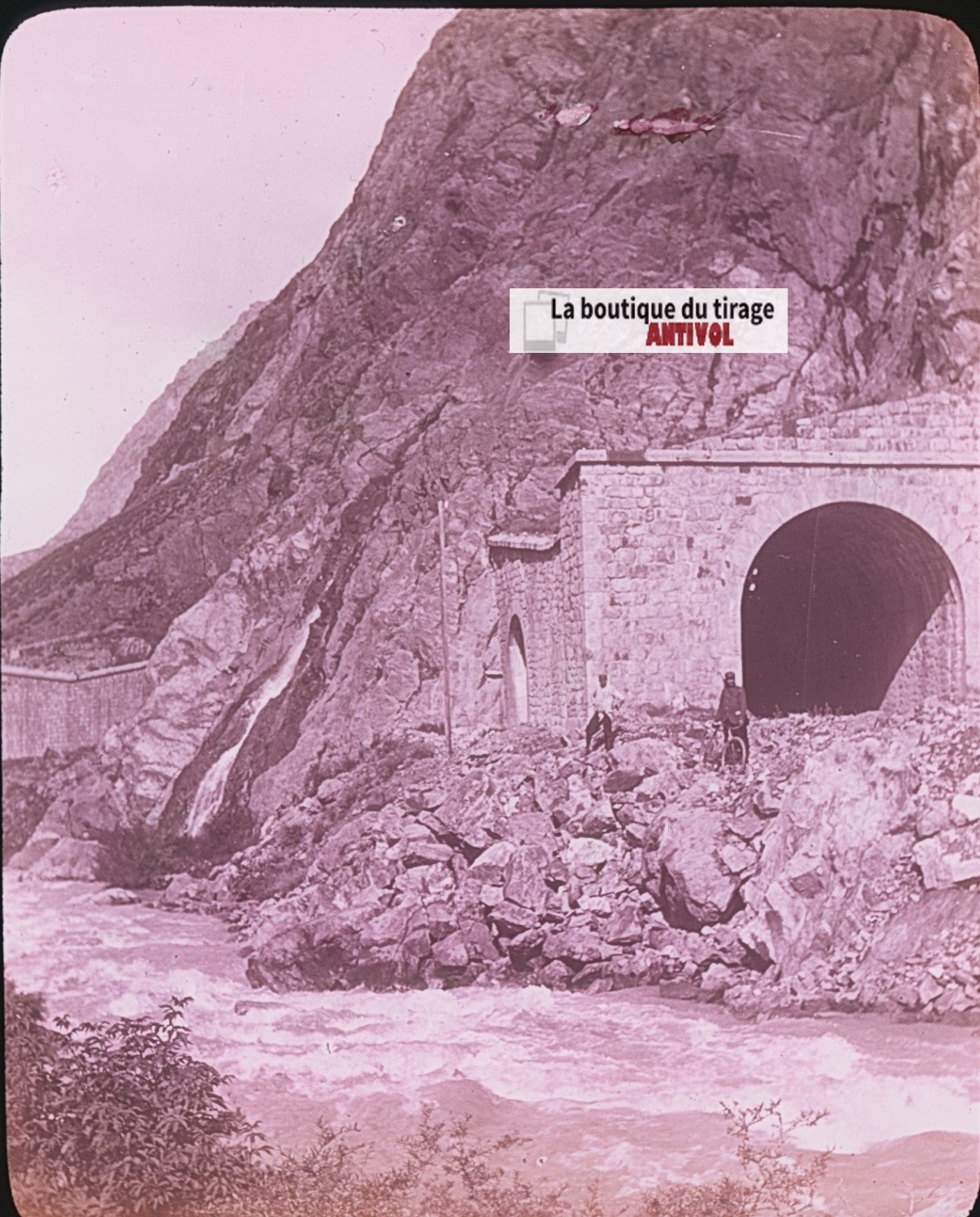 Route du Lautaret, photo J. Moulin, plaque verre, couleur, positif 8,5x10 cm