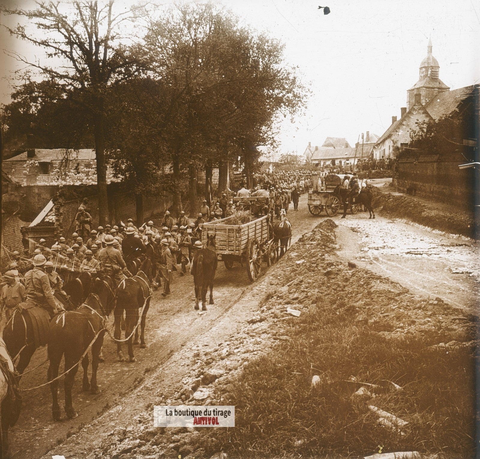 Suzanne, Somme, guerre WW1, plaque verre photo ancienne stéréo 6x13 cm