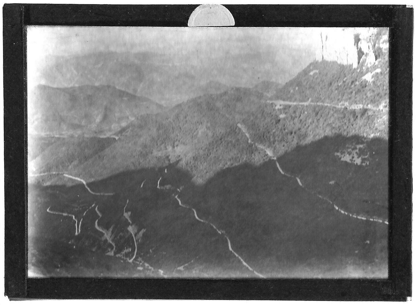 Plaque verre photo ancienne positif noir et blanc 6x9 cm Vercors nature paysage 